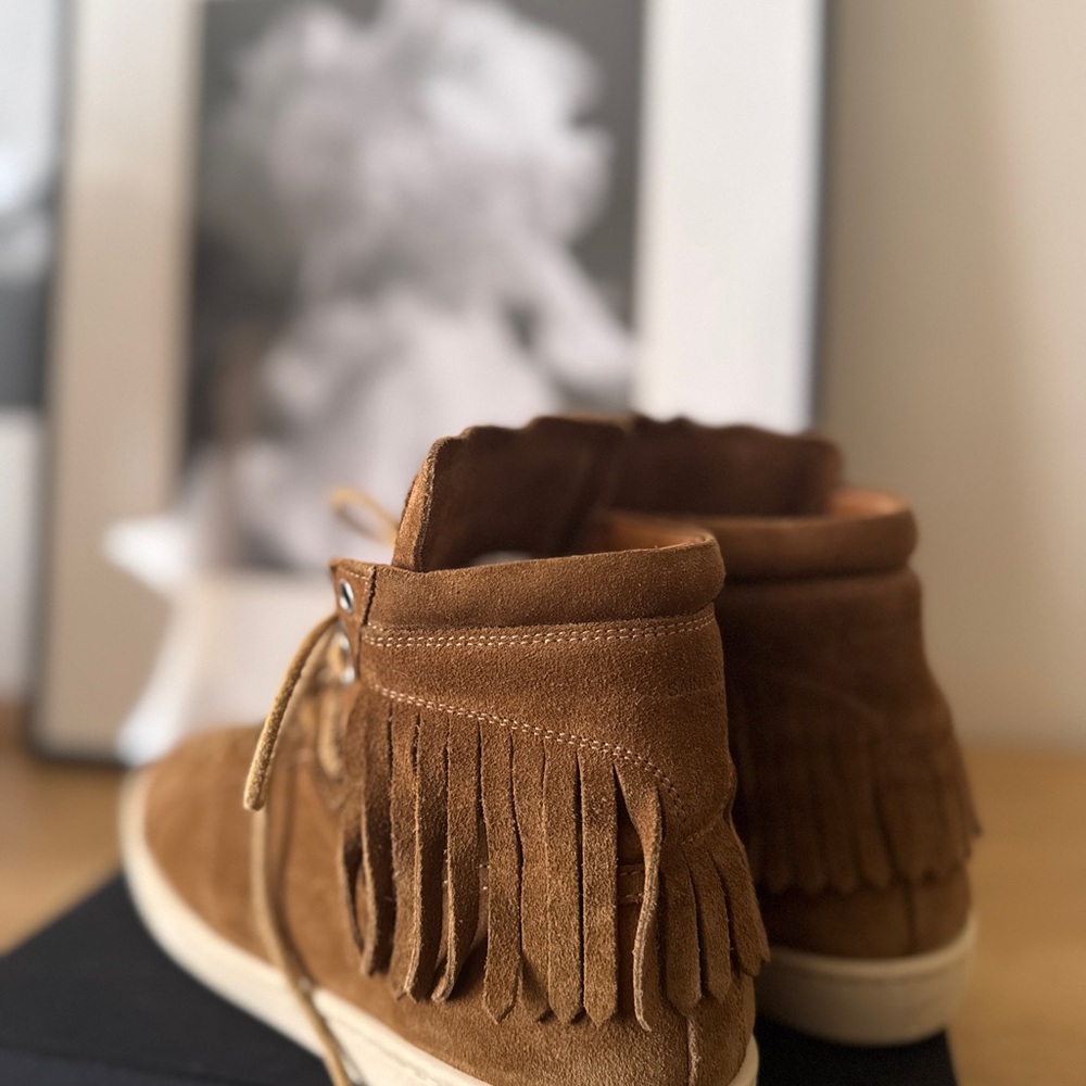 Saint Laurent Tan Sneakers High-Top with Soft Material and White Sole - Picture 5 of 10
